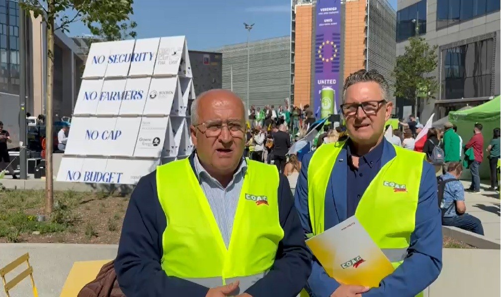 El secretari general de COAG i en Jaume Bernis a l'última mobilització que es va fer a Brussel·les el passat 20 de maig